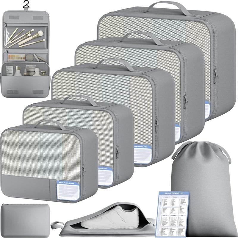 BAGAIL 9 Set Packing Cubes with Packing List Luggage Packing Organizers for Travel Accessories - Image 1